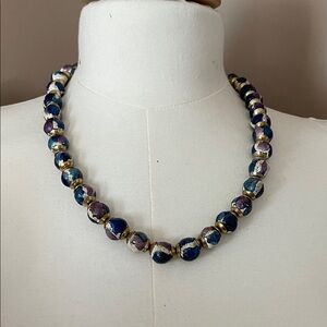 Elegant Blue and Purple Beaded Necklace